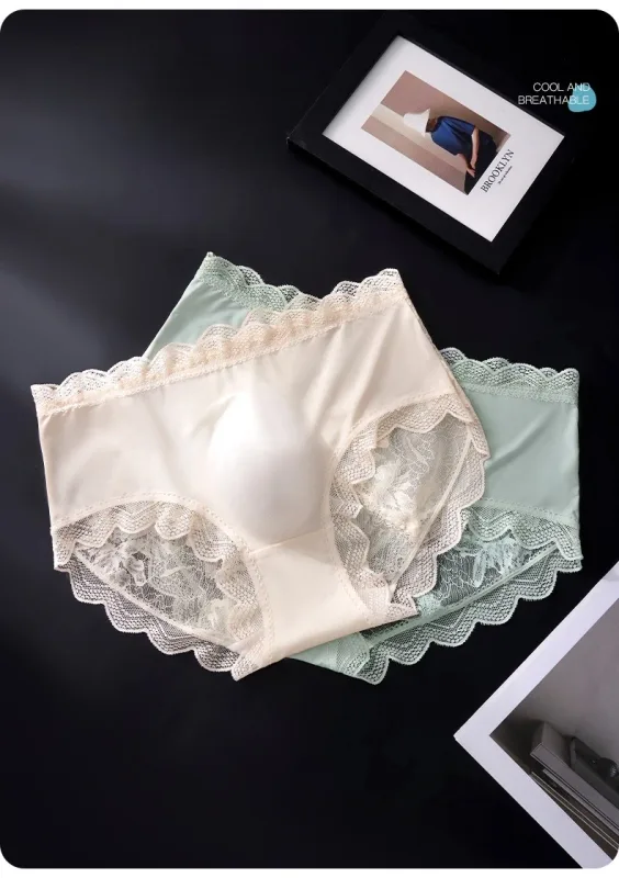 Thin Ice Silk Lace Men's Underwear Breathable Mid Waist Embroidery Comfortable Triangle Pants Traceless Hollow Out Male Briefs