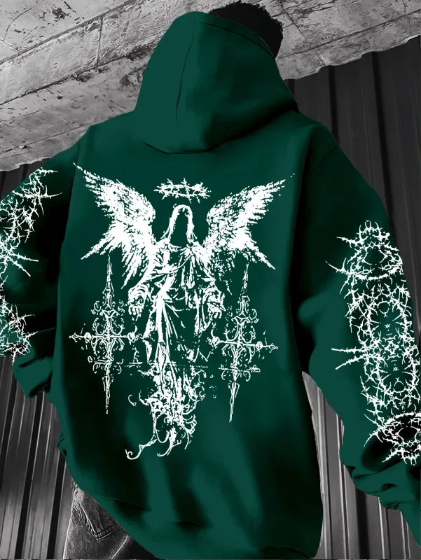Gotik Tarzı Melek Baskı Hoodies Erkek Kadın Açık Sokak Rahat Spor Trendi Hip-Hop Çift Uzun kollu Sonbahar Kış Kazak