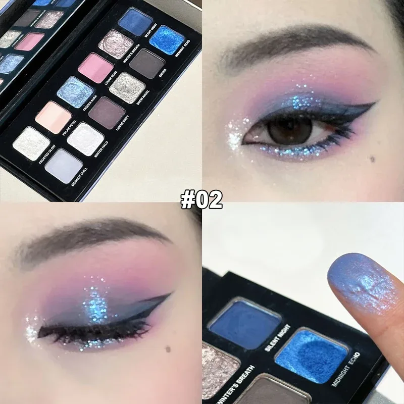 12 Χρώματα Μεταλλική Παλέτα Σκιών Ματιών Pearl Matte Sparkling Shimmer Blue Eye Shadow Highlighter Brighten Glitter Fashion Makeup — image 4