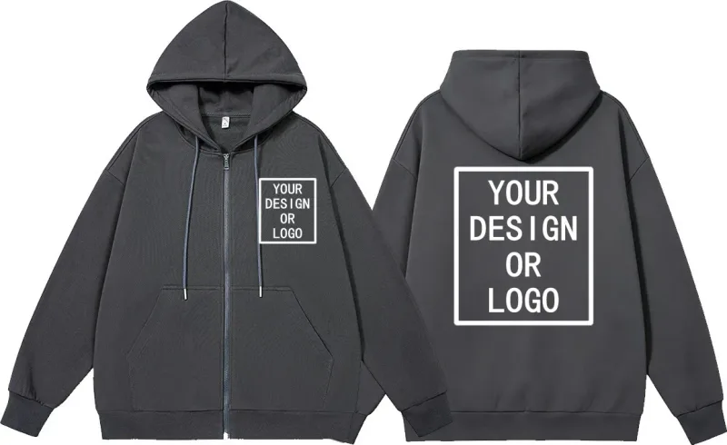 Personnalisez votre propre logo/photo Personnalisé Personnalisé Homme Femme Bricolage Fermeture Éclair Sweat à capuche Décontracté Sweat à capuche Nouveau Pull