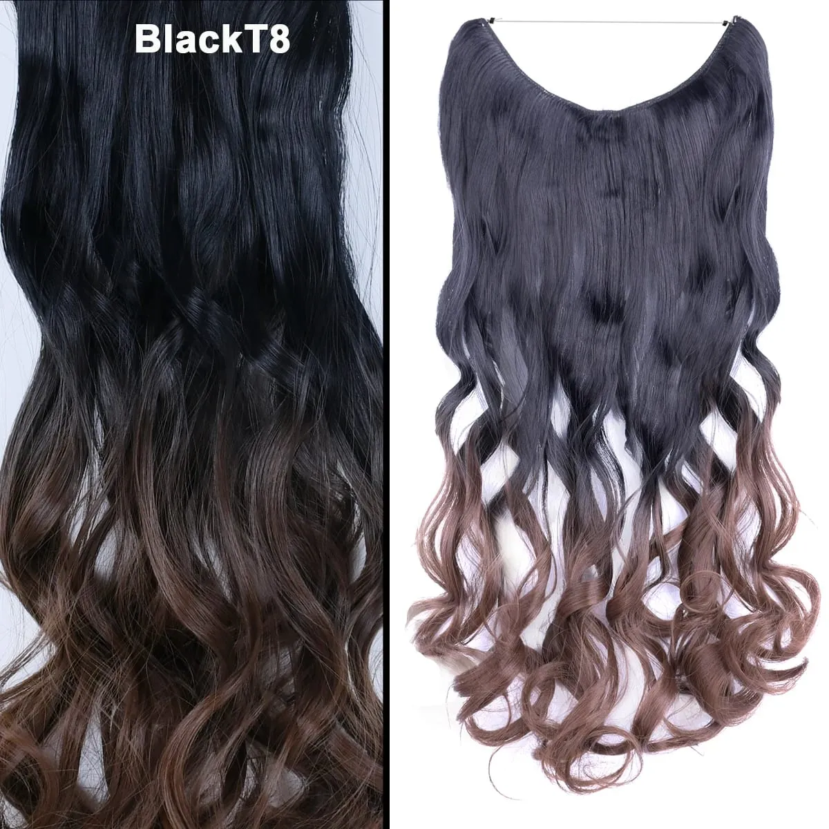 Jeedou κυματιστά μαλλιά Extension Elasticity Αόρατο σύρμα Fish Line One Piece No Clips Συνθετικά Hairpieces Ombre Χρώμα για γυναίκες — image 46
