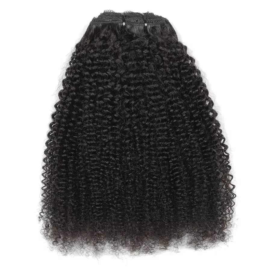 Valódi Remy Afro Coily Clip In Emberi Hajhosszabbítás Feldolgozatlan 4B 4C Afro Kinky Göndör Clip Ins Afroamerikaiak Fekete Nők számára