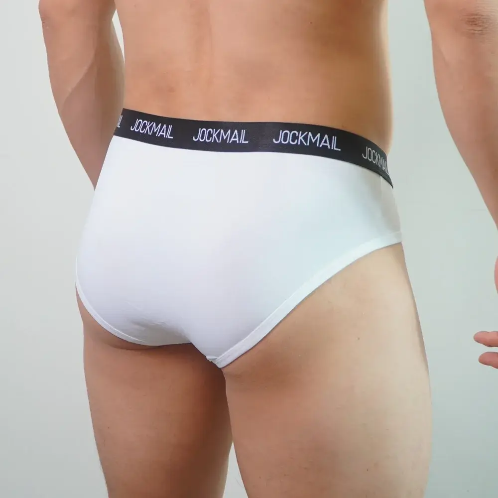 Jockmail Mens Underwear Low Waist Sexy Letter Sports Breathable Summer Ice Silk Briefs Big Bag Nylon Solid Color Man Panties — image 13