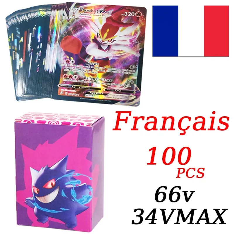 Francia változatú Pokemon kártyák VMAX V EX GX MEGA Carte Collection Battle Trainer Gyermek karácsonyi játékok Ajándék — image 9