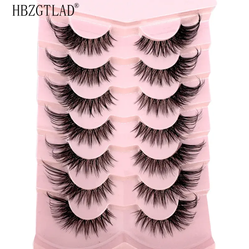 7/8PairsCat Eye Eyelashes manga Lashes 3D Clear Band Lashes naturalHalf Lashes End Eye Eyelonged Mink Eyelashes Αφράτες βλεφαρίδες — image 15