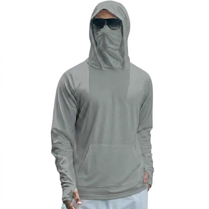 Mens UPF50+ Performance T-Shirt Long Sleeve Summer Hoodie Casual Sun Running Quick Dry Shirts Sunscreen Fishing Ice Silk Tops — image 8