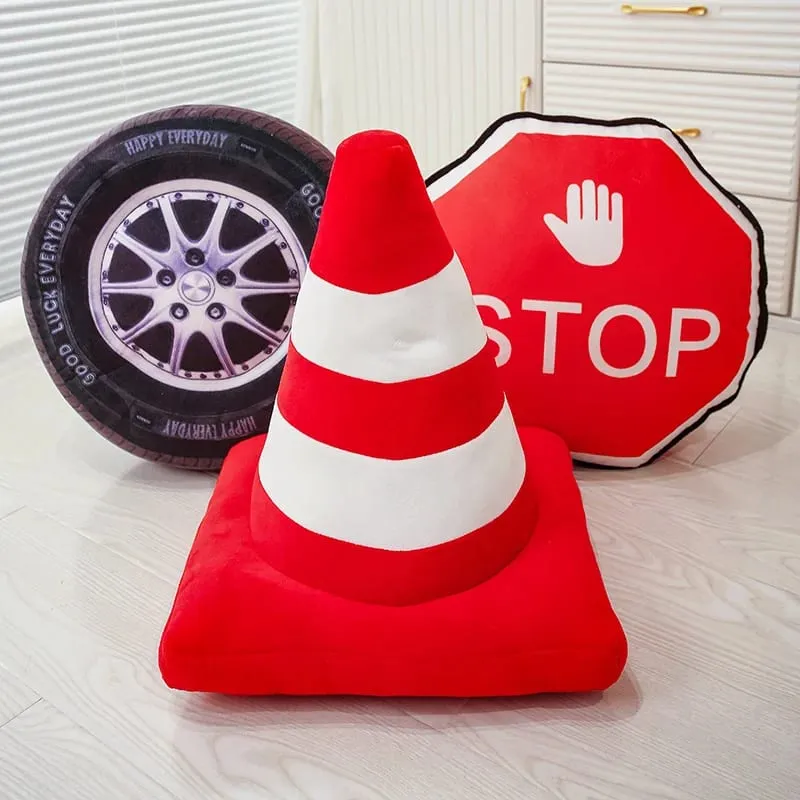 40 cm-es Traffic Light Series Párna Stop Traffic Light Roadblokk gumiabroncs Kreatív plüssjátékok Otthoni Gyerekeknek Fiúknak Ajándékok