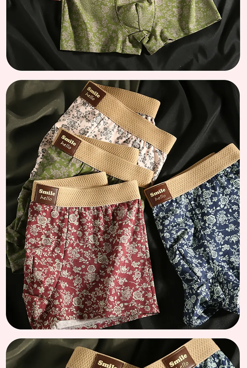 3PCS/Pack Romantic Rose Print Men's Panties Cotton Soft Comfortable Breathable Boxer Homme 3D Large Space Pouch Men Underwear — image 10