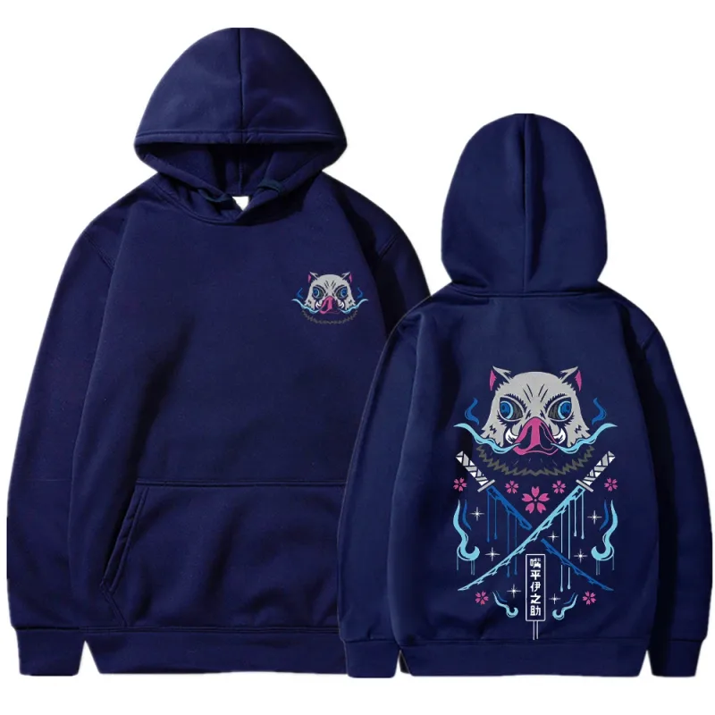 Inosuke Anime Hoodies Herr Dam Kimetsu no Yaiba Kawaii Manga Sweatshirts Gothic Harajuku Hood Pullover Casual Streetwear