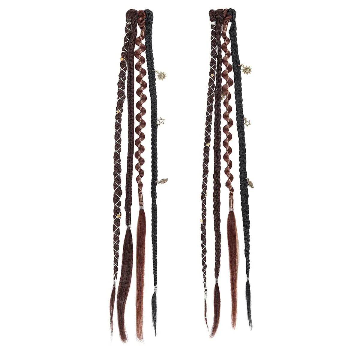 Boho Ombre Μπορντό πλεκτό Extensions Ponytail Hair Extensions Συνθετικές πλεξούδες με Bohemian Viking Hair Pieces for Women Carnival Party — image 10