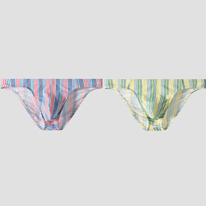 Sexy Men Briefs Cotton Male Breathable Comfortable U Bulge Pouch Underwear Mid Waist Striped Panties Hombre Soft Youth Undies