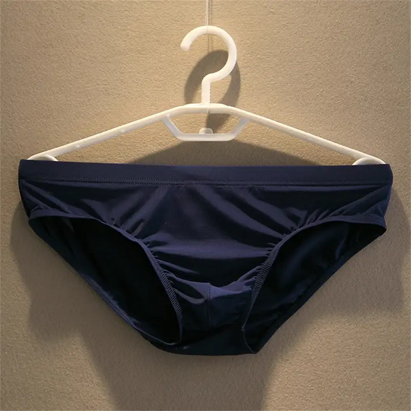 2pcs Big Pouch Nylon Men Underwear Briefs Ice Silk Male Seamless Underpants Low-Waist Thin Panties Plus Size — image 10