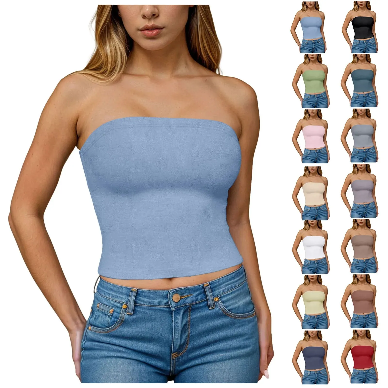 Σέξι μπλούζες από σωληνάκι ώμου Γυναικείες στράπλες μονόχρωμες μπλούζες χωρίς πλάτη λουράκια Καλοκαιρινή λεπτή εφαρμογή πουκάμισα με κάτω εσώρουχα