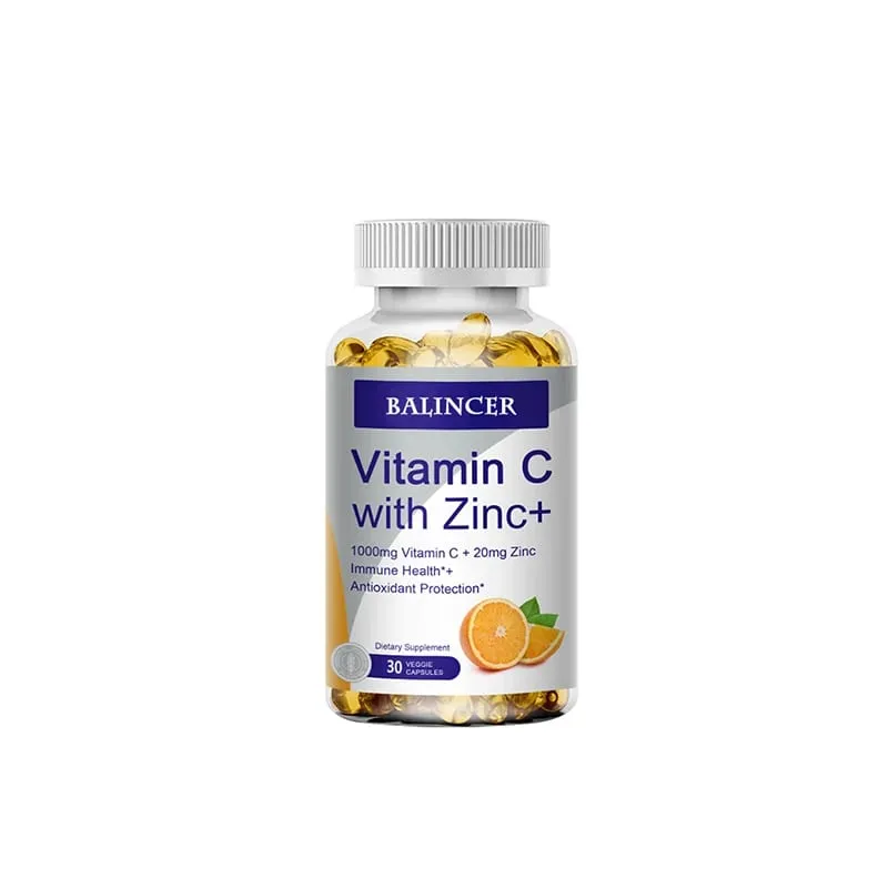C-vitamin cinkkel Biológiailag hozzáférhető aszkorbinsav, cink-oxid, nem GMO és gluténmentes kiegészítő