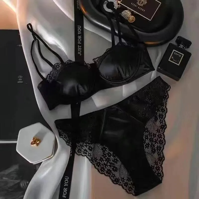 European Satin Half Cup Push Up BH Set Bügel Dünn Glatt Grün Spitze Komfortabel Sexy Dessous Für Damen 32-38 Hot Selling YEMOMO