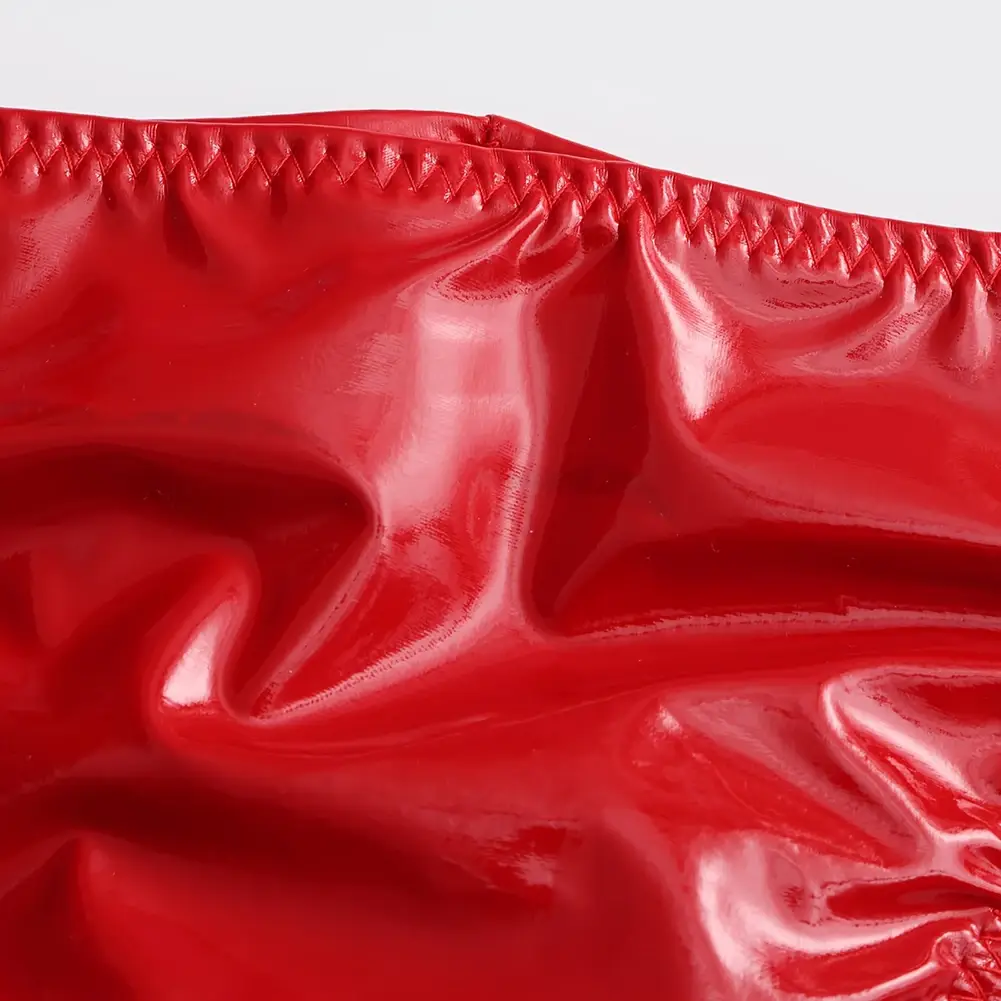 1pc Men Glossy Faux Leather Briefs Bulge Pouch Wide Waist Low Rise Underwear Erotic Lingerie Half-exposed Butt Gay Sissy Briefs — image 5