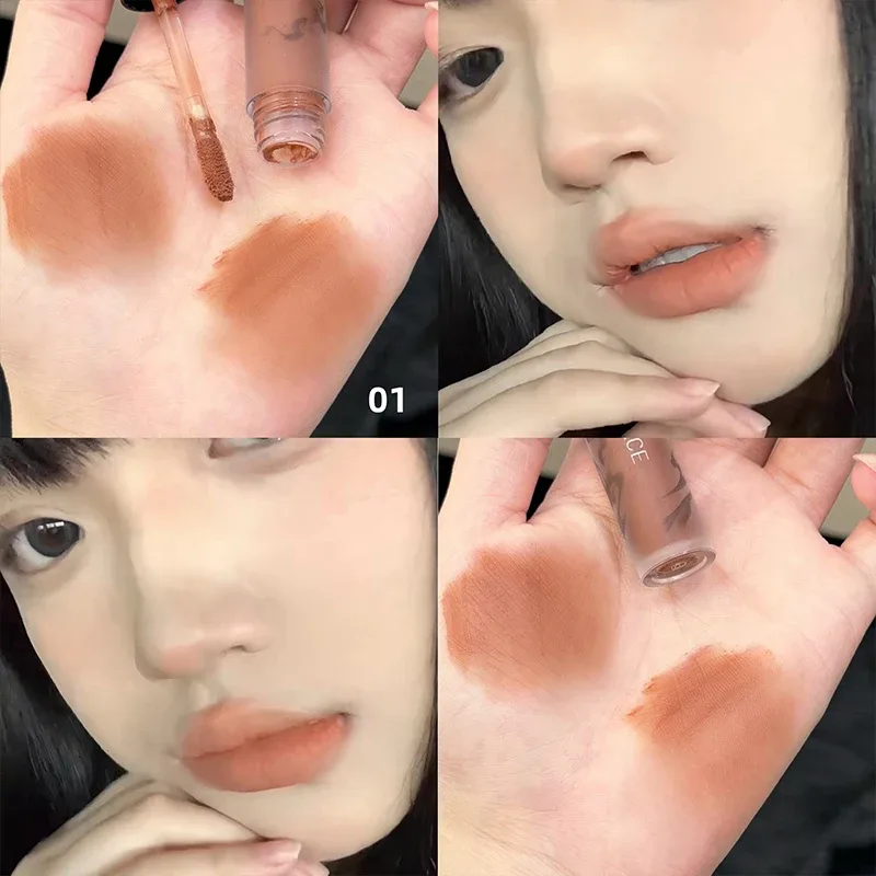 Punk Dark Brown Lip Mud Nude Matte Orange Brown Lip Gloss Raspberry Red Liquid Lipstick Waterproof Non Stick Cup Lip Tint Makeup — image 9