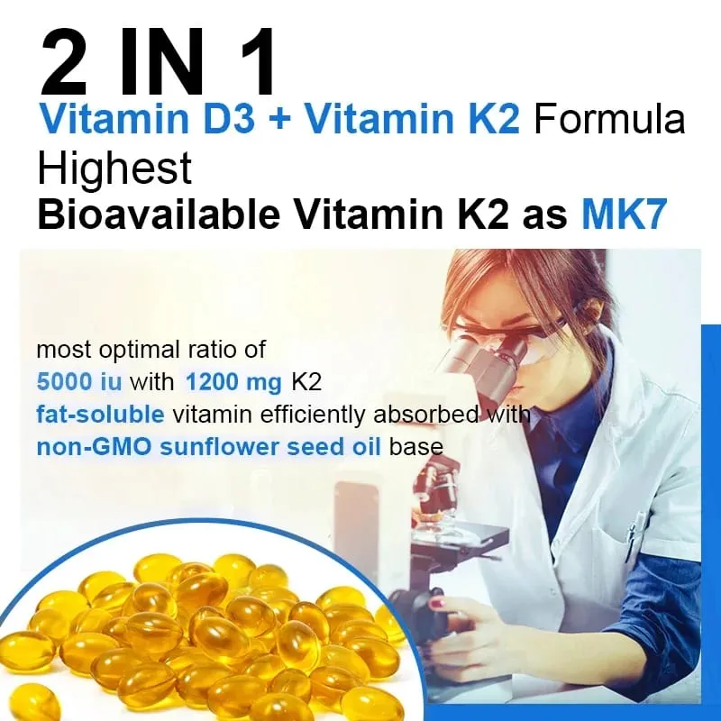 Vitamin D3 & K2 | Bone & Cardiovascular Health Support Immune System Support 120 Capsules — image 5