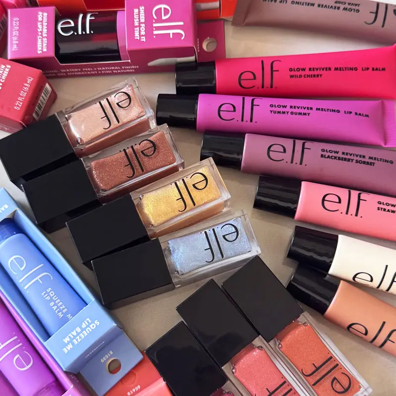 New Elf 8 χρωμάτων Lip Gloss & Πολύχρωμο ρουζ σε πούδρα λεπτής υφής Ελαφρύ Ενυδατικό Θρεπτικό Lip Balm Care Cosmetics