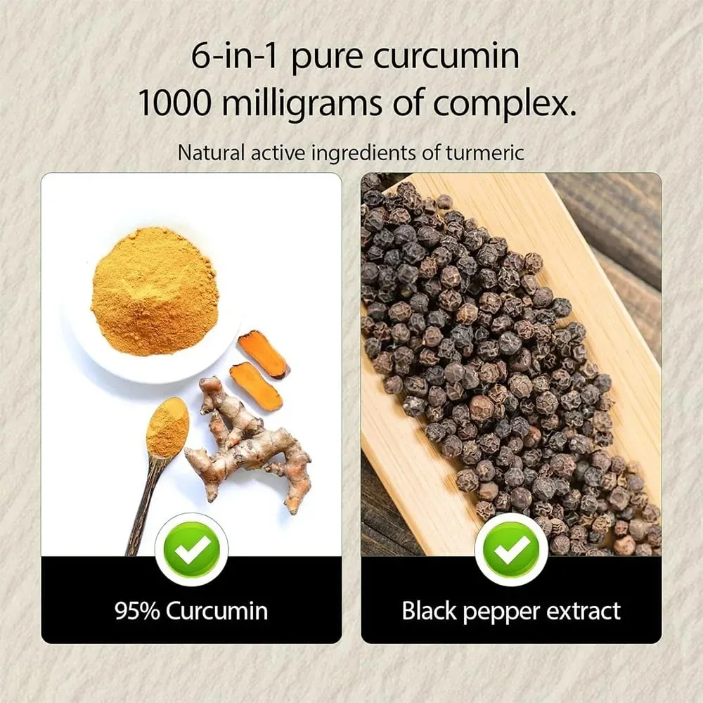Kurkuma kurkumin-kiegészítő 1 000 mg – 95% kurkuminoid fekete borssal és gyömbérrel támogatja az ízületek egészségét és antioxidáns hatását — image 4