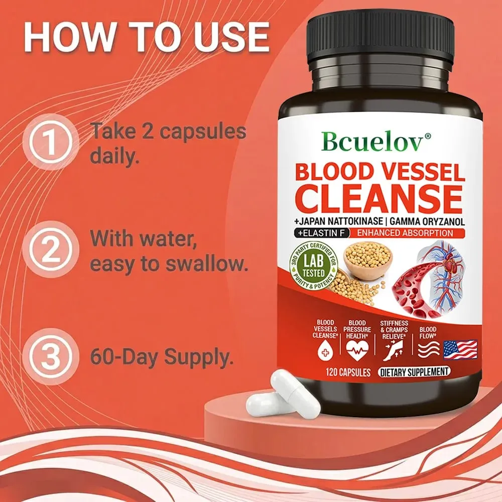 Nattokinase Capsules - Promotes Cardiovascular Elasticity Maintains Arterial Circulation and Improves Blood Pressure