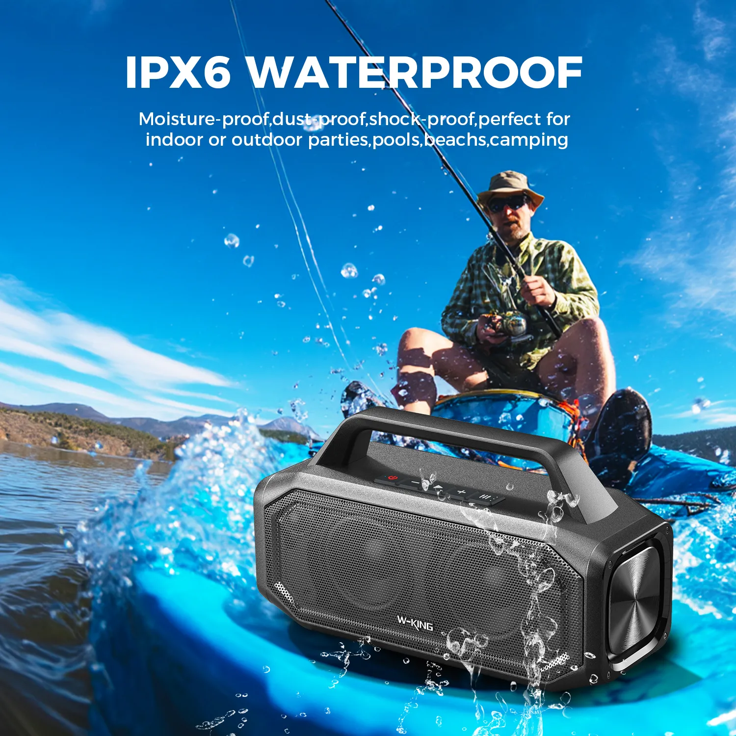 BT261-2 Portable Bluetooth 80W Wireless Speaker IPX6 Waterproof Loud with Bass Boost Stereo Pairing Reverse Charging