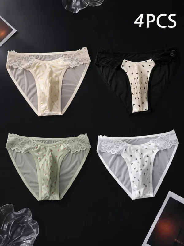 4PCSSexy Herren Nahtlose Höschen Eis Ultra Dünne Sport Fitness Ausbuchtung Beutel Slips Männliche Höschen Niedrige Taille 3256812833245883