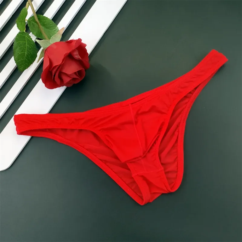 5Pcs New Youth Men's Ice Silk Brief U Pouch Underwear Low Waist Ultra Thin Transparent Underpants Sexy Plus Size Male Panties — image 10