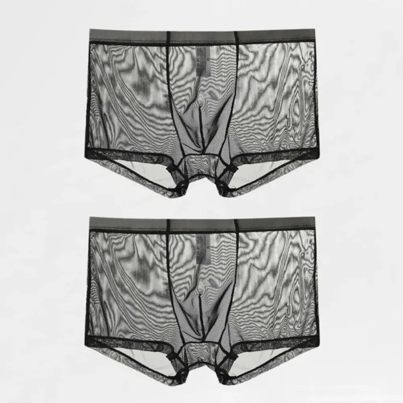 Transparent Boxers for Men See Through Male Underpants Sexy Mesh Low Waist Ice Silk Thin Cooling Men Panties Men Underwear — image 26