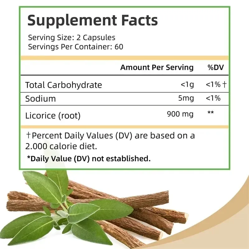 Licorice Root Capsules - Relieves Occasional Heartburn and Indigestion Soothes An Upset Stomach Improves Digestion Non-GMO