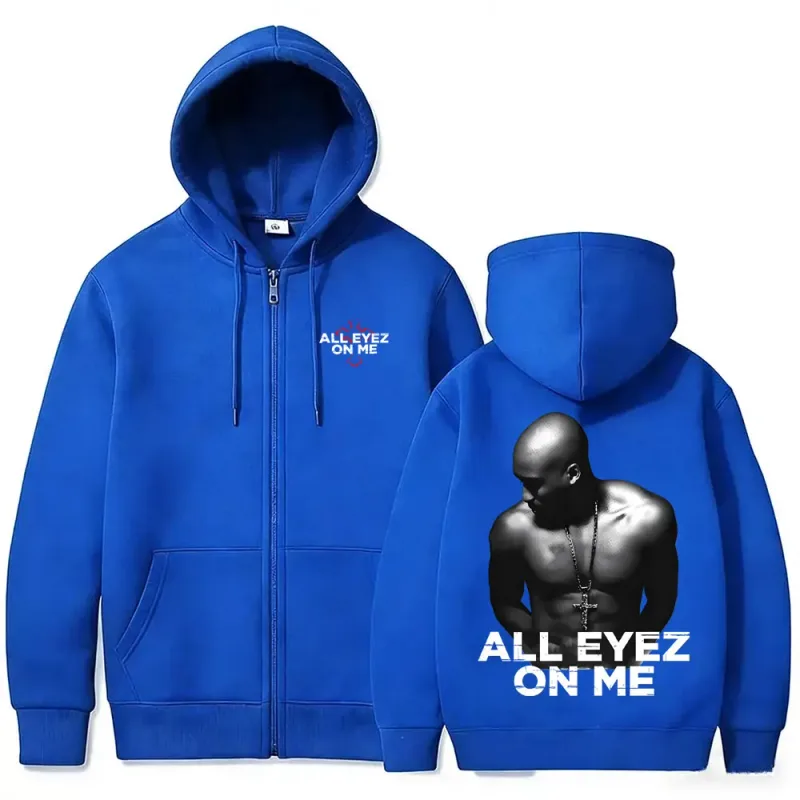 Rapper Tupac 2pac All Eyez on Me Cross Rits Hoodie Mannen Vrouwen Hip Hop Mode Zip Up Hoodies Heren Casual Oversized Streetwear