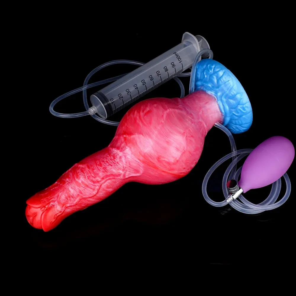 Ejaculation Anal Plug Dog/Wolf Dildo Inflatable Big Knot Penis with Squirting Function Strong Sucker Sex Toy for Women Men — image 5