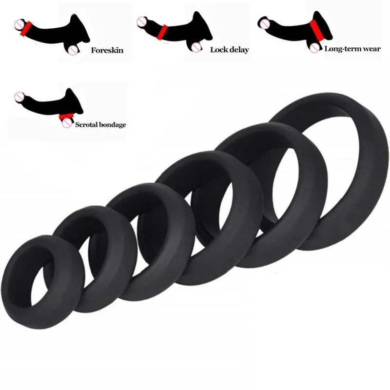 6 Pcs Male Penis Rings Cock Rings Sleeve Delay Ejaculation Silicone Beaded Time Lasting Erection Sex Toys For Men Adult Games
