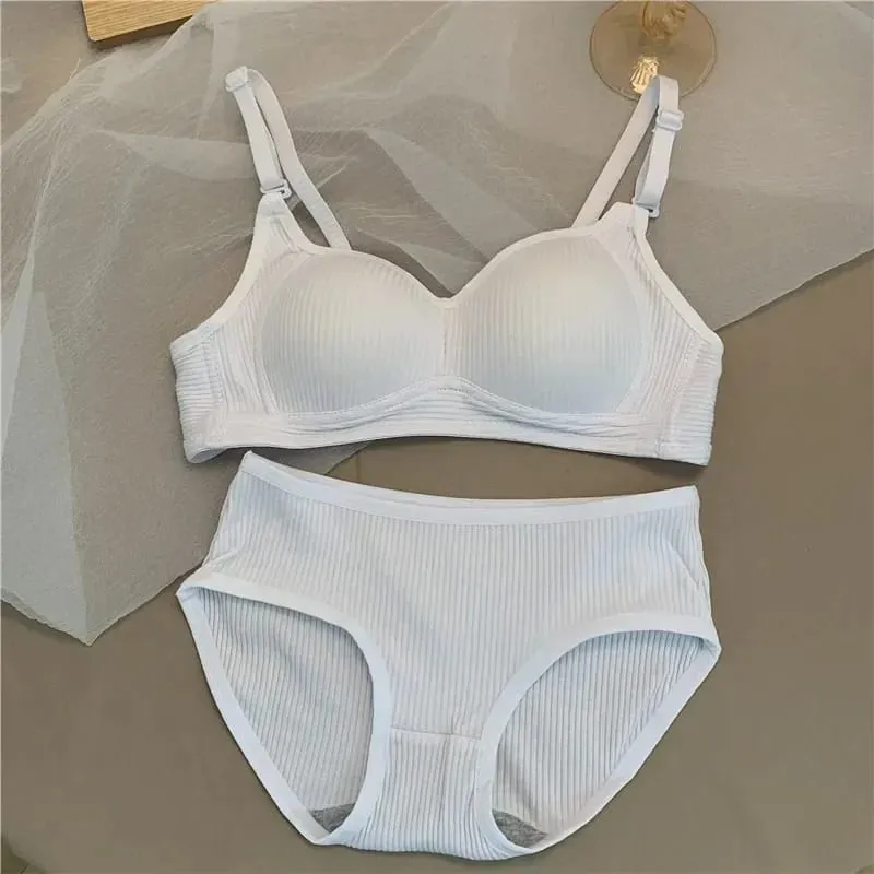 Γυναικεία Σετ σουτιέν χωρίς ραφές Εσώρουχα+Σουτιέν χωρίς σύρμα Κοστούμι 2τμχ Μονόχρωμο Bralette Εσώρουχα Σέξι σουτιέν Βαμβακερό Σετ γυναικεία εσώρουχα