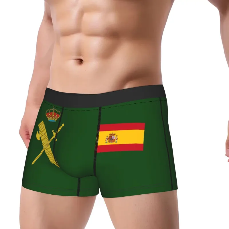 Flag of Spain Plus Emblem Civil Guard Men's Underwear Spanish Boxer Briefs Shorts Panties Funny Soft Underpants for Male S-XXL