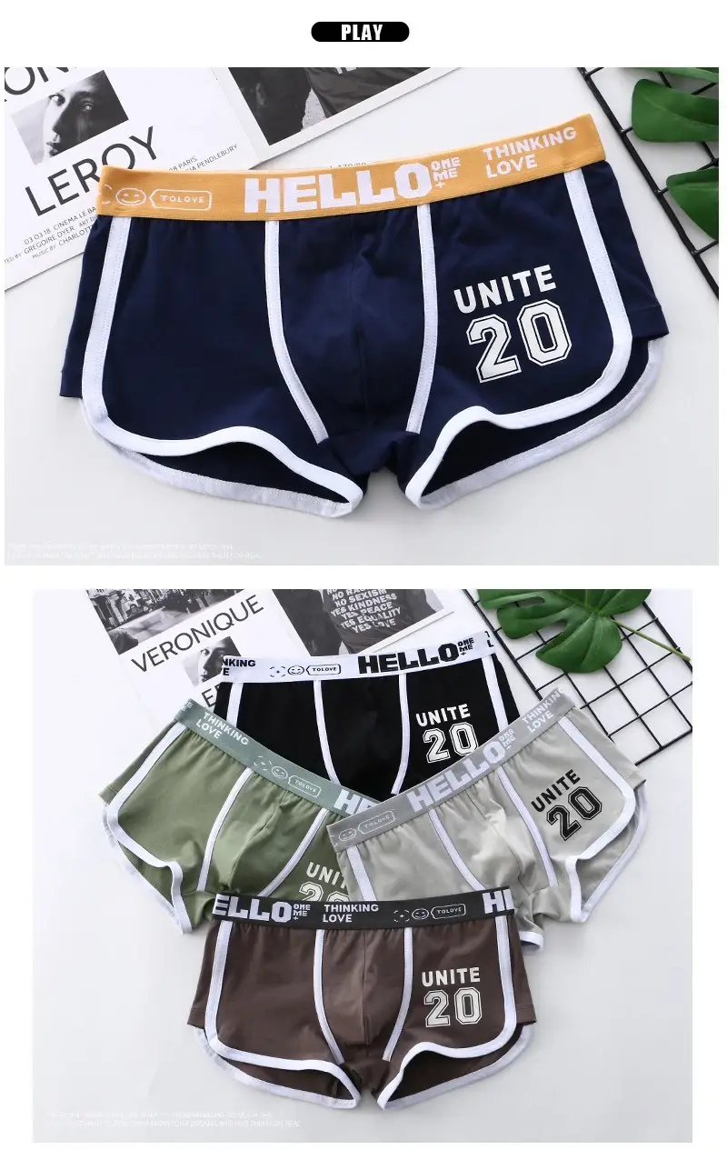1/3pc roupa interior masculina esportes boxer shorts de algodão oversized cor sólida juventude moda esportes calcinha masculina confortável respirável — image 9