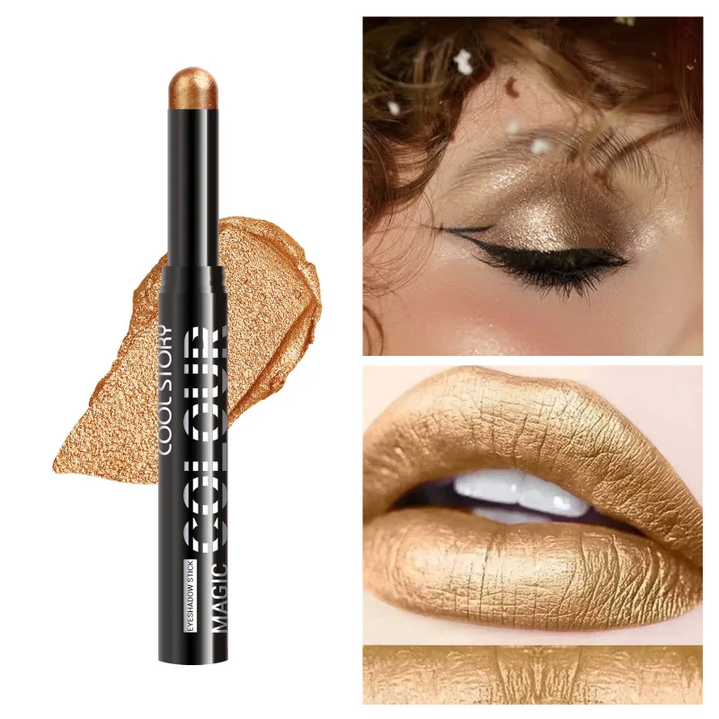 2 σε 1 Eyeshadow Lipstick Stick Pencil Waterproof Glitter Brighten Matte Eye Shadow Makeup Pigment Eyeshadow Pen