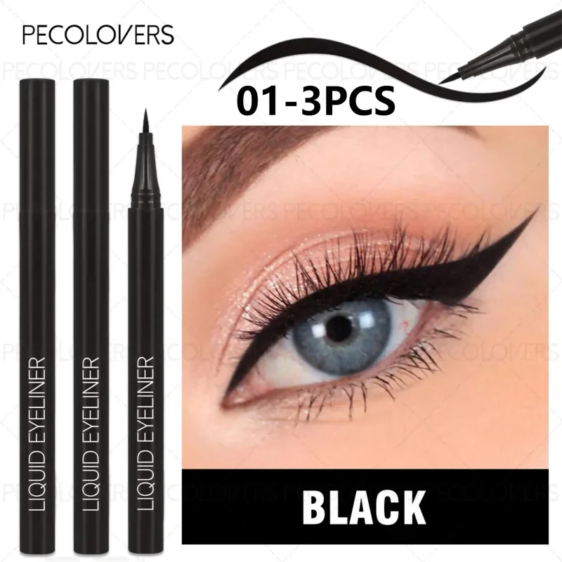 3Pcs Smooth Eyeliner Pen - Smudge-Proof Eye Pen Quick-Dry for all cases Μακιγιάζ ματιών με μαύρο και σκούρο καφέ