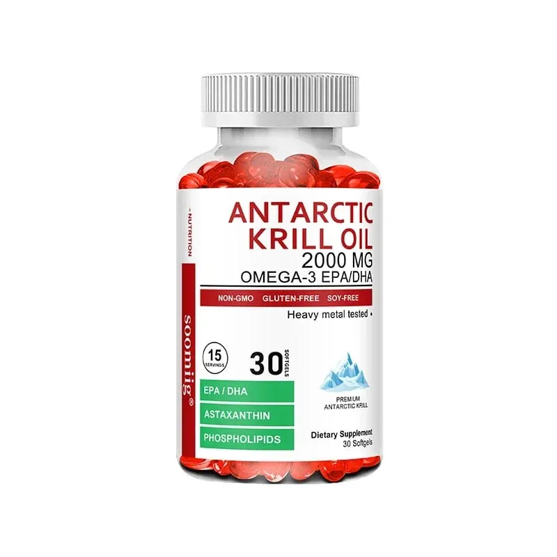 Antarctic Krill Oil 2000 Mg Κάψουλες | 3X Strength φυσική πηγή ωμέγα-3 EPA DHA με συμπλήρωμα φωσφολιπιδίων ασταξανθίνης