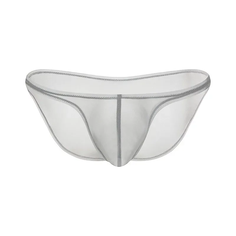Men's Underwear Delicate Ice Silk Transparent Triangle Panties Personality Low Waist Briefs