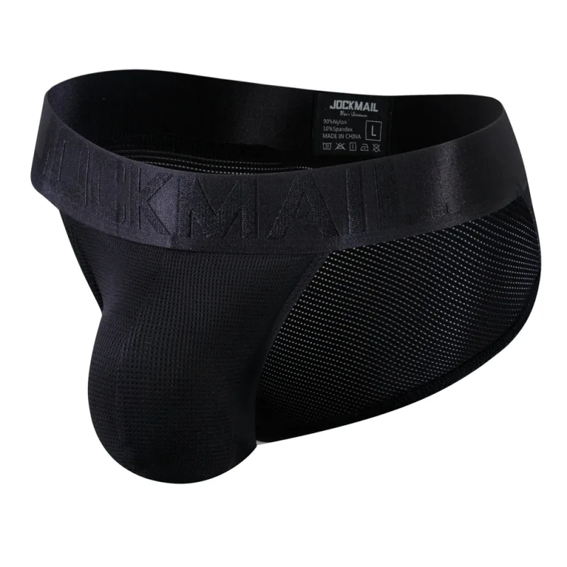 Jockmail Mans Underwear Gay Brief Nylon Mesh Sexy Low Waist Ropa Interior Hombre Letter Embroidery Sissy Panties Male Lingerie — image 47
