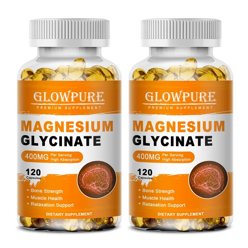 Magnesium Glycinate 400mg for Sleep Brain Nervous System Bone Muscle Relieve Anxiety Heart Health Stress & Anxiety Relief