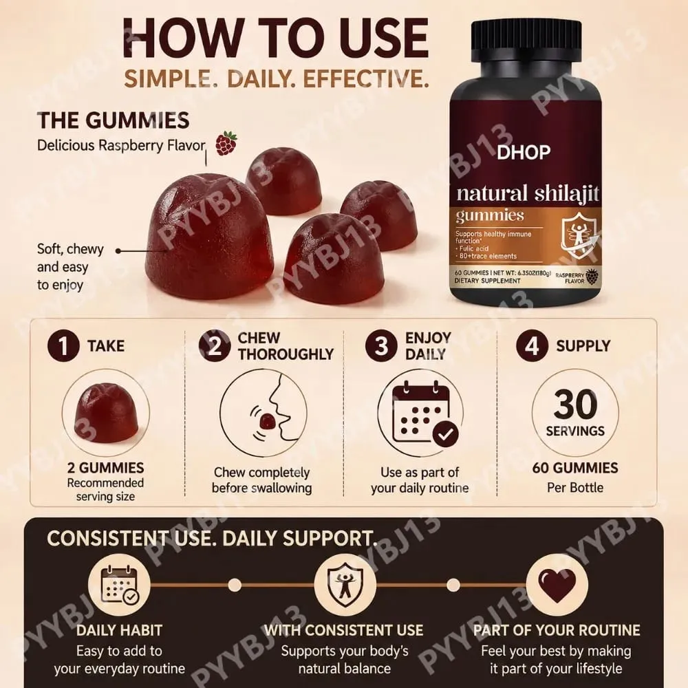 Shilajit Gummies 60 Gummies Συμπλήρωμα ορυκτών Himalayan με Fulvic Humic Acid Zinc Selenium Magnesium for Immunity Energy