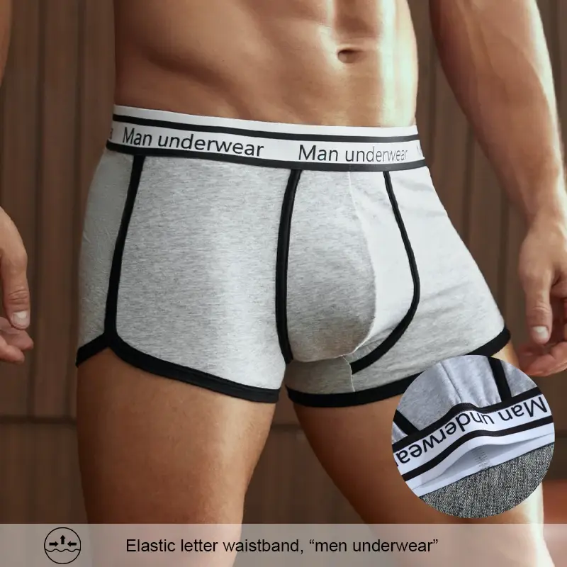 3 pezzi di biancheria intima in cotone da uomo con cinturino con lettera, boxer comodi e traspiranti, bauli morbidi per uomo — image 3
