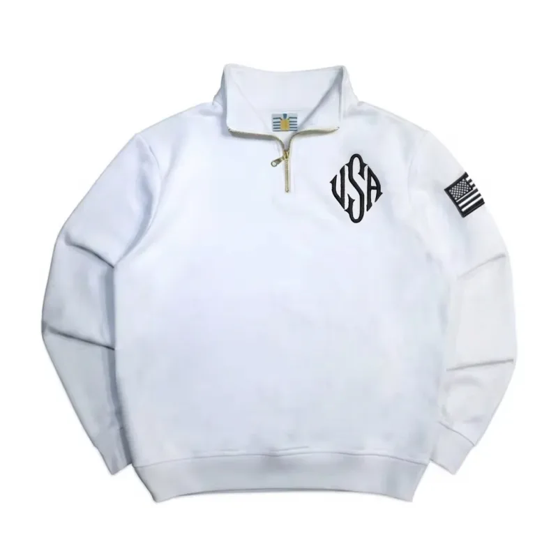 Sweat-shirt à capuche brodé drapeau américain Y2K pour homme, bleu marine et blanc, pull à manches patchs, Streetwear décontracté