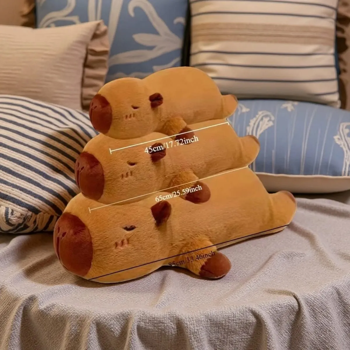Kawaii Capybara צעצוע קטיפה ממולא Capibara פלאפי בובת ארוכה שינה רכה כרית ספה כרית תנומה צעצועי שינה לחג בית הספר