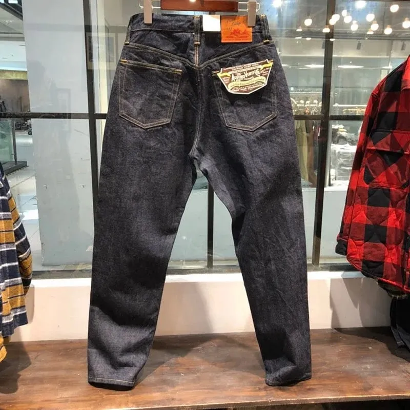 14 oz 100% כותנה כבד משקל סאקורה אדום עצוב מכובס ג'ינס ג'ינס במידות גדולות משוחרר ישר אמריקאי רטרו מכנסי עבודה של Amekaji — image 3