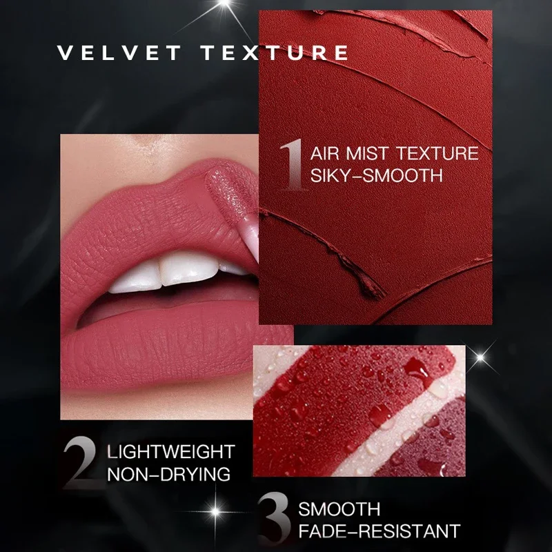 Αδιάβροχο Liquid Velvet Matte Lipstick Διαφανές ενυδατικό Λάδι χειλιών Pearlescent Rich Color Lipgloss Tint Lasting Cosmetic