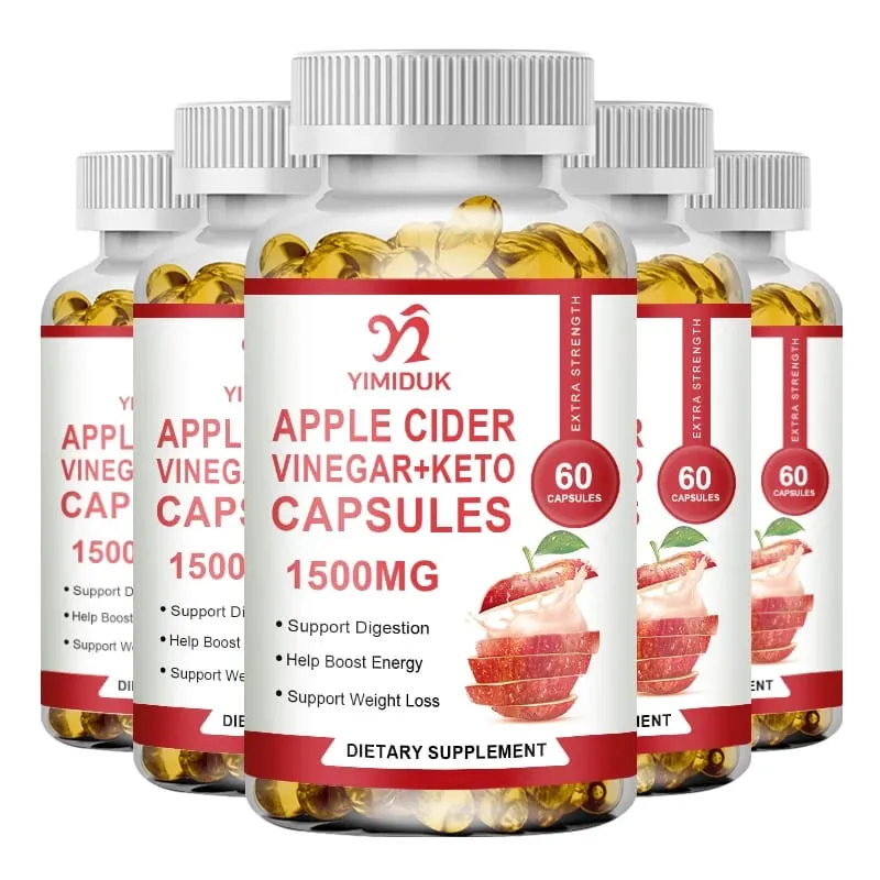 Apple Cider Vinegar Supplements with Mother - 1500 mg - ACV Capsules for Digestion Keto Cleansing and Balanced Nutrition
