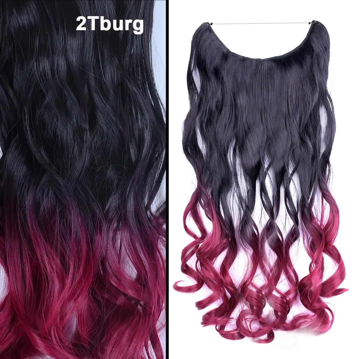 Jeedou κυματιστά μαλλιά Extension Elasticity Αόρατο σύρμα Fish Line One Piece No Clips Συνθετικά Hairpieces Ombre Χρώμα για γυναίκες — image 9
